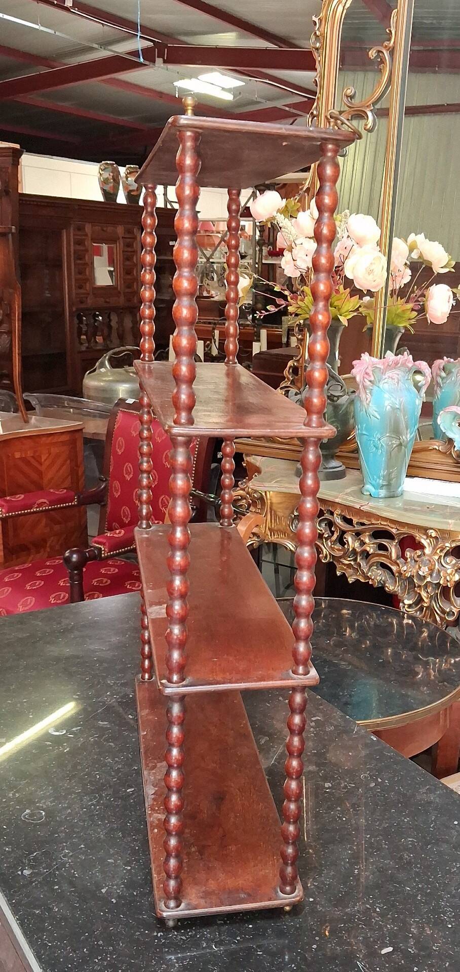 Wall Shelf or Display in Mahogany with Twisted Columns, Late 19th Century