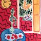 Original poster exhibition henri matisse, red interior, still life on blue table, 1947-1985