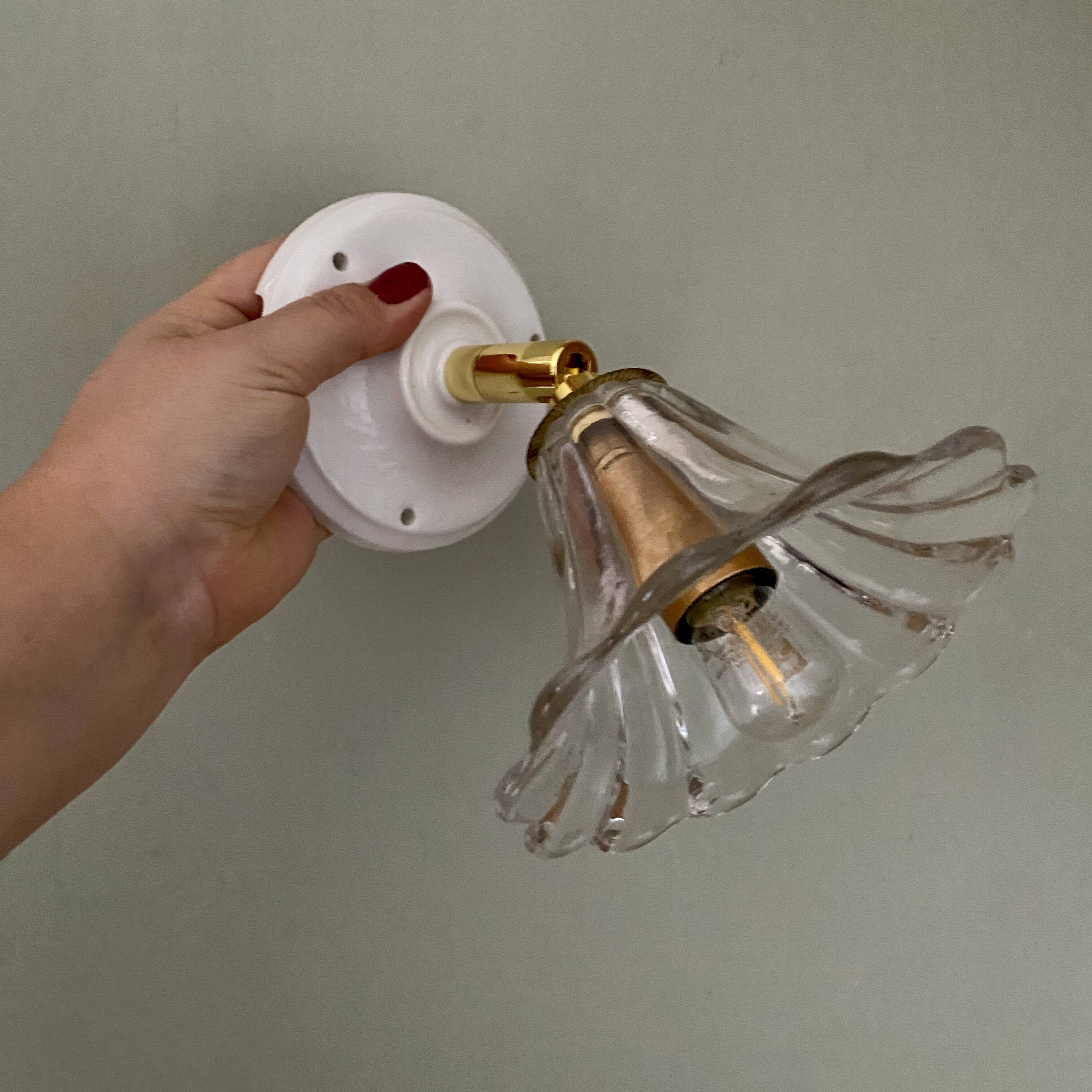 Vintage glass tulip wall light