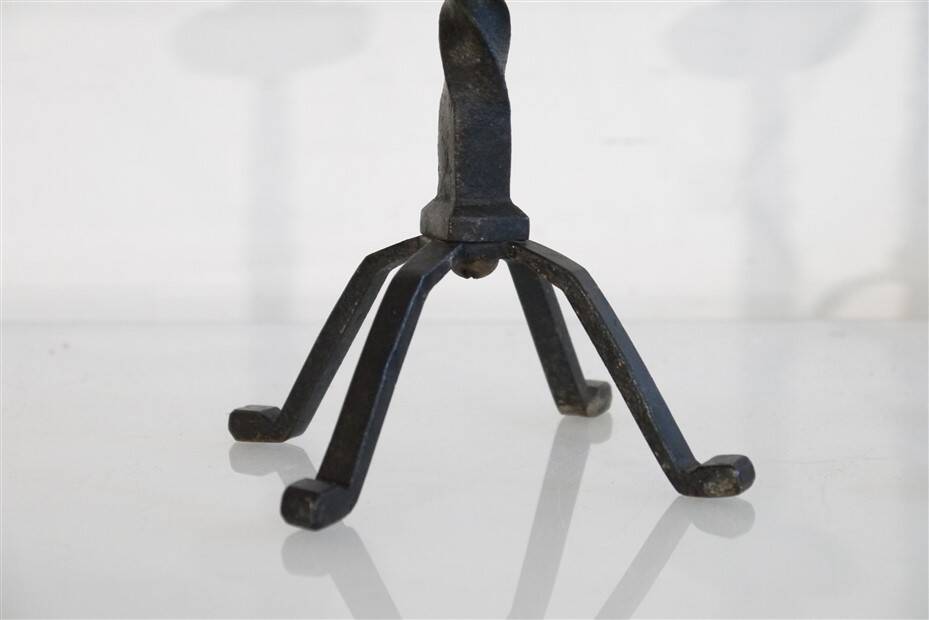 Pair of brutalist hammered iron candlesticks 1960