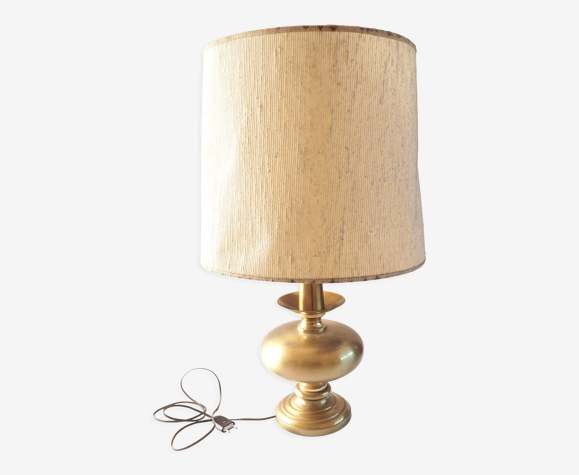 Grande lampe pied métal doré