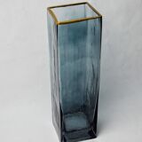 Sommerso vase by Petr hora, blue glass, golden edges, Czech Republic, 1970
