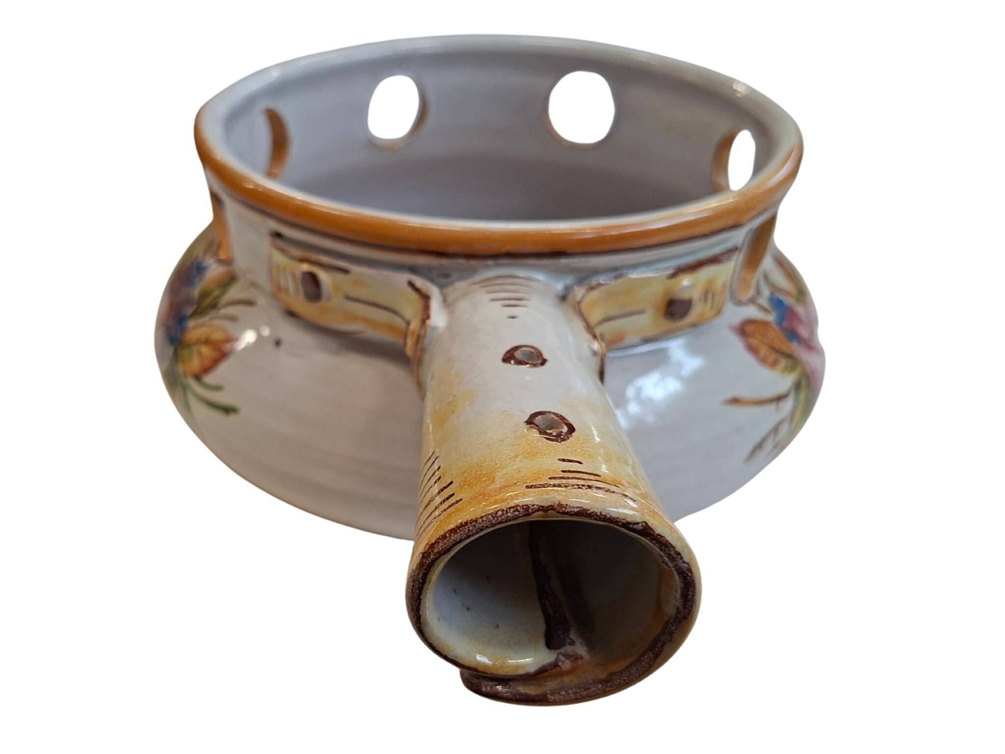Scaldino in Ceramica Dipinto a Mano – Stile Deruta – Vintage da Collezione