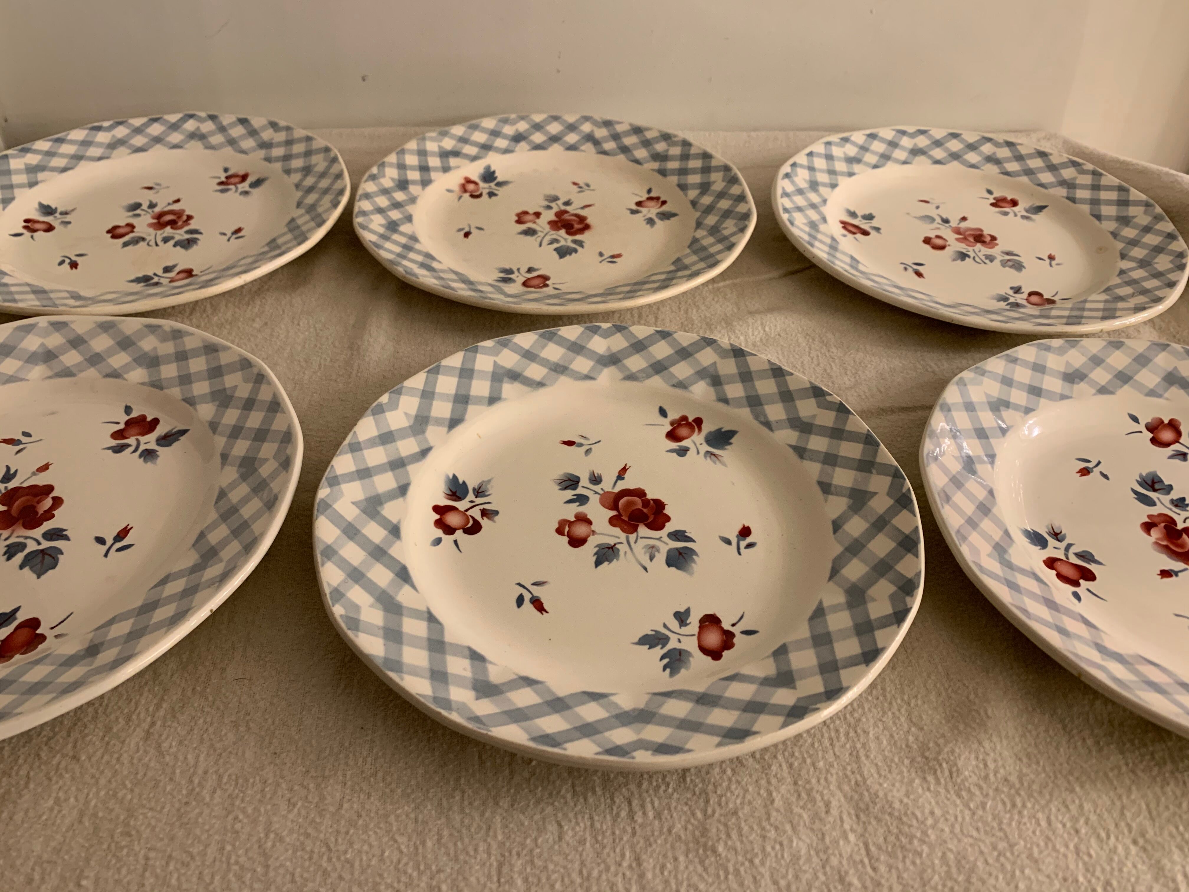 6 dessert plates made of old earthenware Digoin Sarreguemines model Bastia art deco