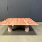 Angelo Mangiarotti red travertine coffee table for Up&Up, Italy