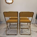 Foldable Lafuma chairs striped fabric and golden base