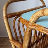 Vintage bamboo rattan serving trolley
