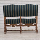 1960s, Danish 2 seater sofa, original condition, furniture wool fabric, solid oak wood.