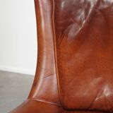 Armchair Made from Cognac-Colored Cowhide Leather