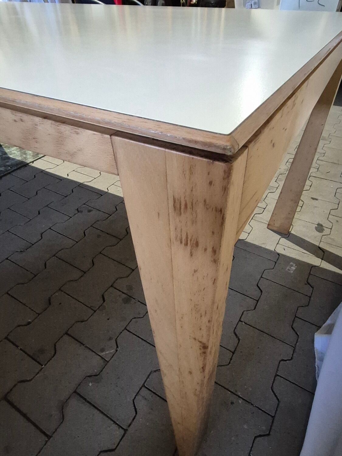 Table vintage 200x90 à pieds asymétriques, design néerlandais Hennie de Jong années 1980