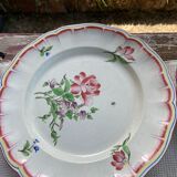 Lot of 6 flat plates Lunéville flower decoration