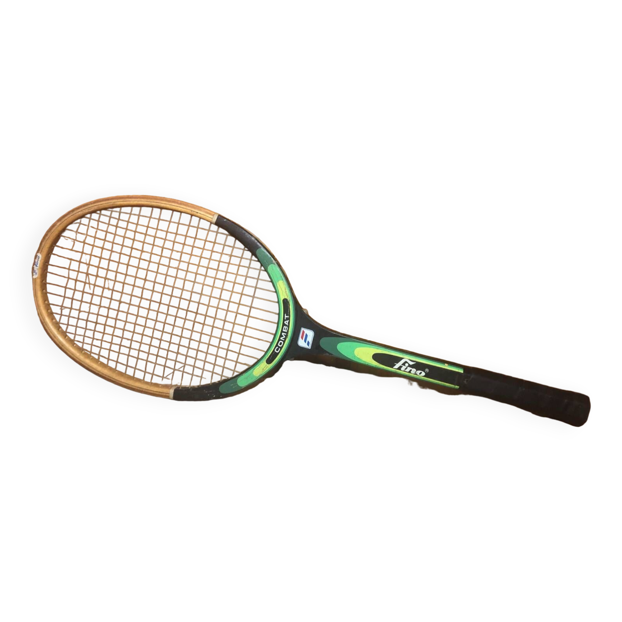 Old fino combat tennis racket vintage wood #a363
