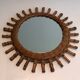 Round rattan mirror