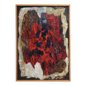 Jozef Mees, Large Abstract Oil on Board 1966