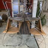 Set of 4 Linda armchairs by Arrben in camel leather with a chrome frame.