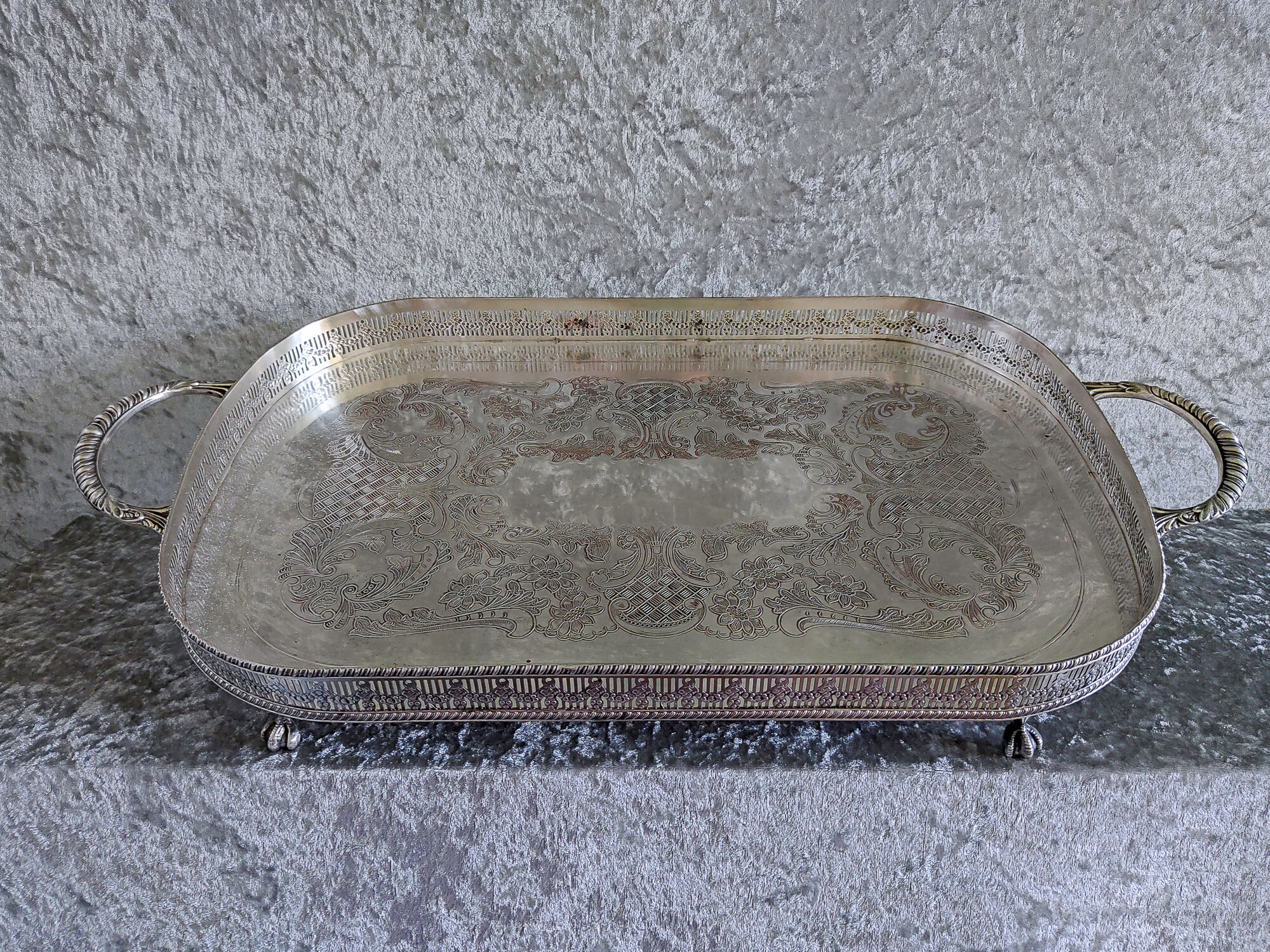Sheffield Silver Metal Service Tray