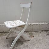 Lot of 4 folding chairs in shabby wood