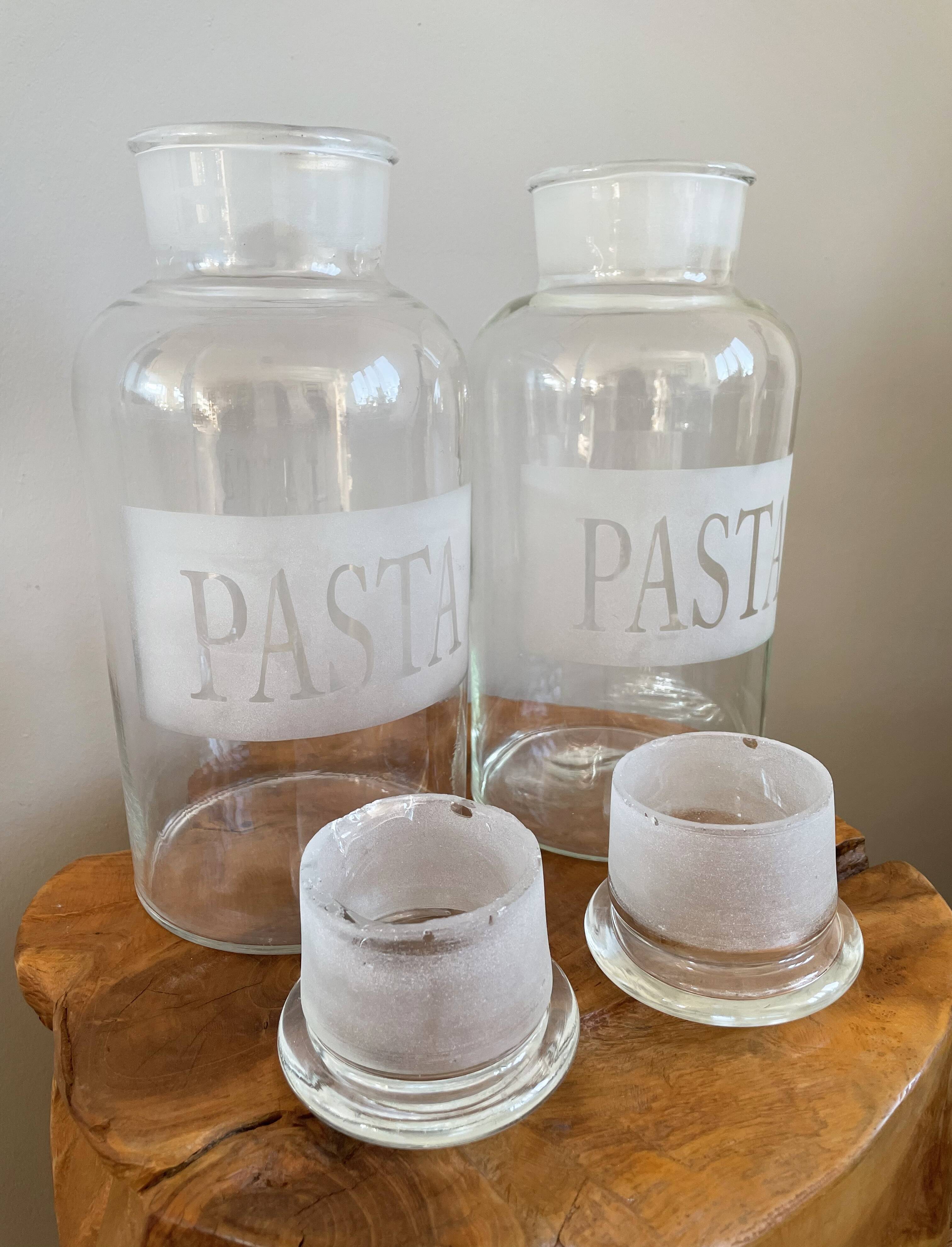 Set of 2 Large Glass Pasta Jars with Stopper Lids, 4 Litre Pasta Containers