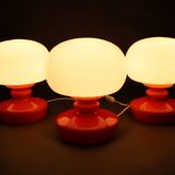1970s Set of Three Stepan Tabery Opaline Glass Table Lamps, Czechoslovakia