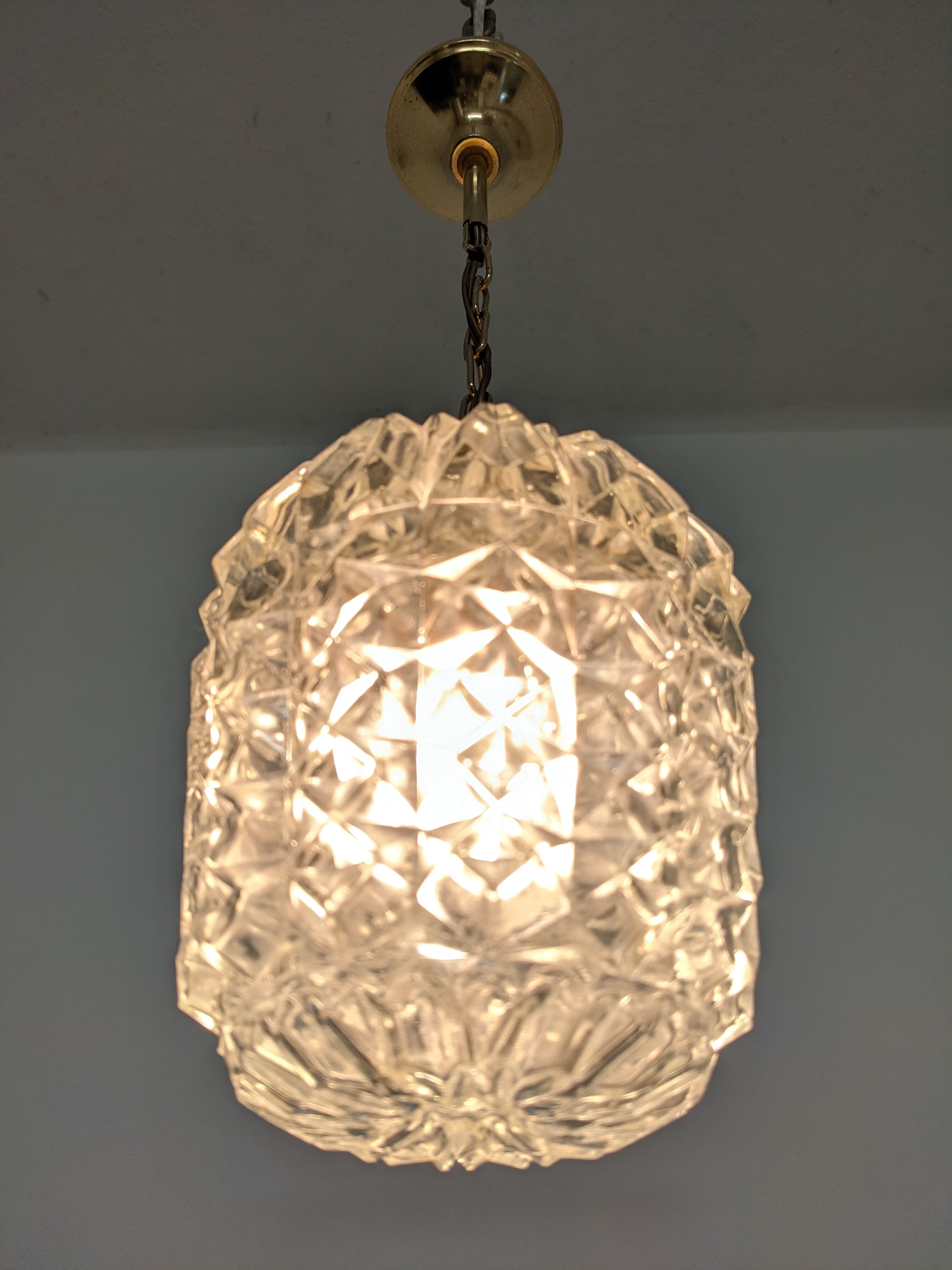 Vintage molded glass pendant lamp from the 50s/60s
