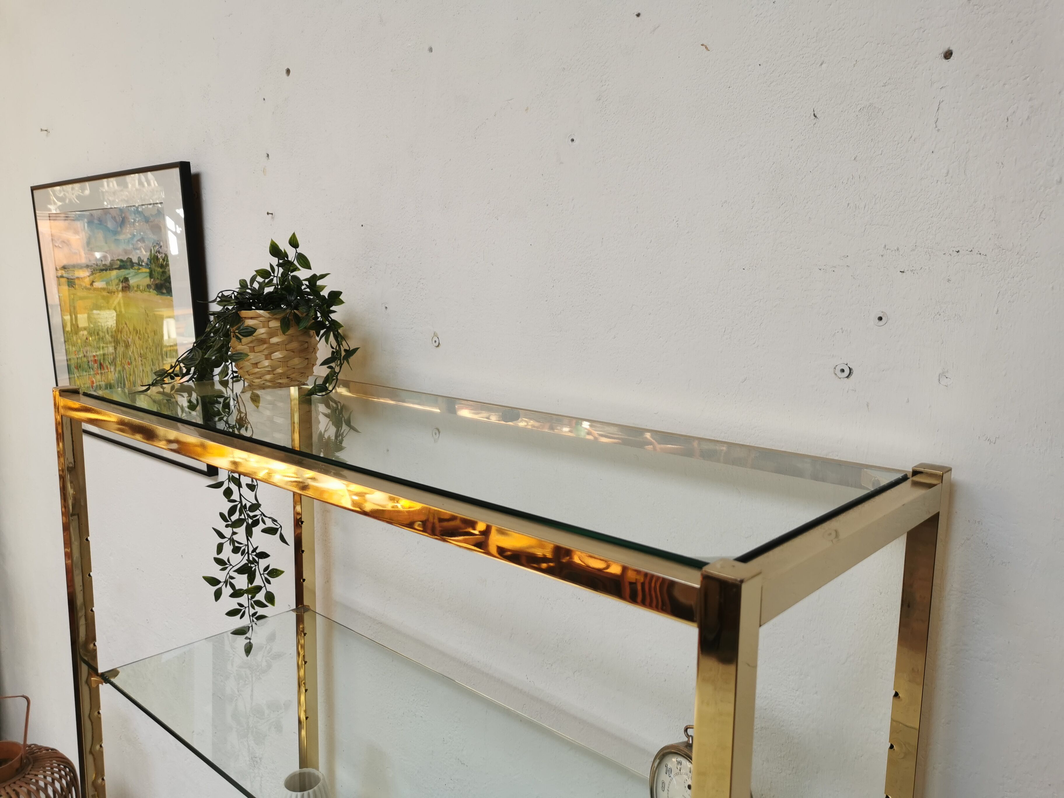 Shelf vintage brass gilded design 1970