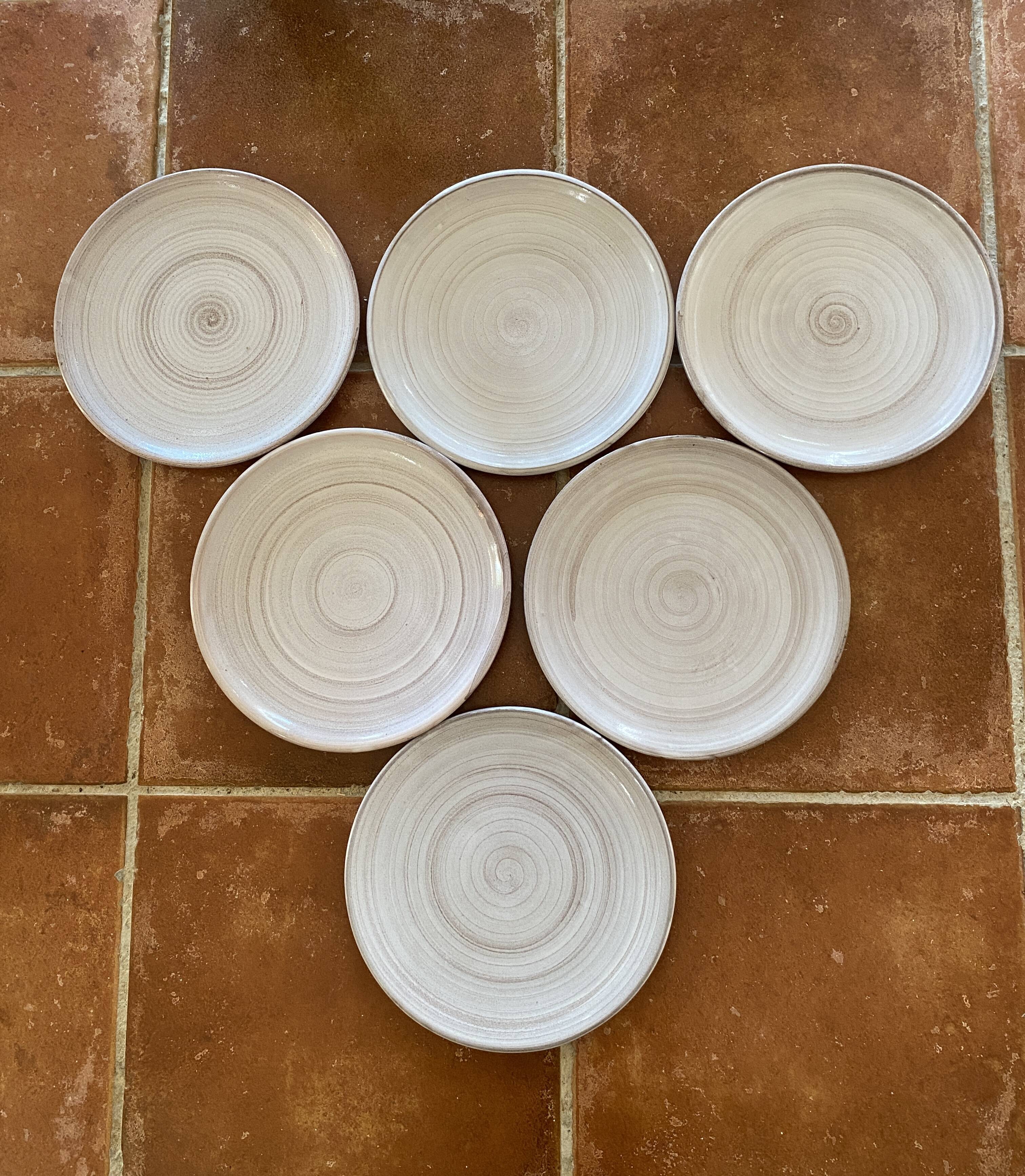 6 glazed terracotta plates 22 cm