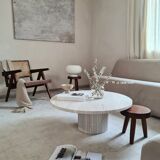 Omega circular coffee table natural travertine - 80cm D