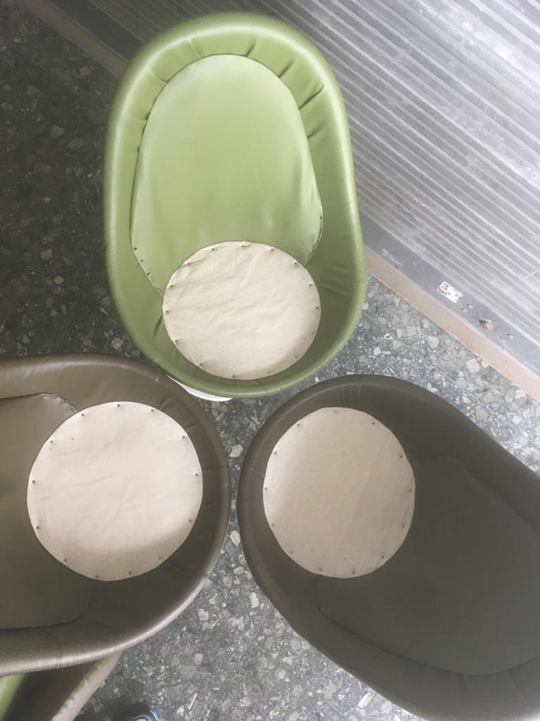 3 foot Tulip faux leather chairs.