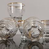 6 gobelets en verre transparent liseré doré
