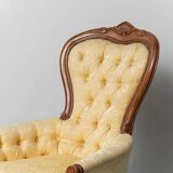 Coppia di poltrone stile luigi filippo legno tessuto giallo xix