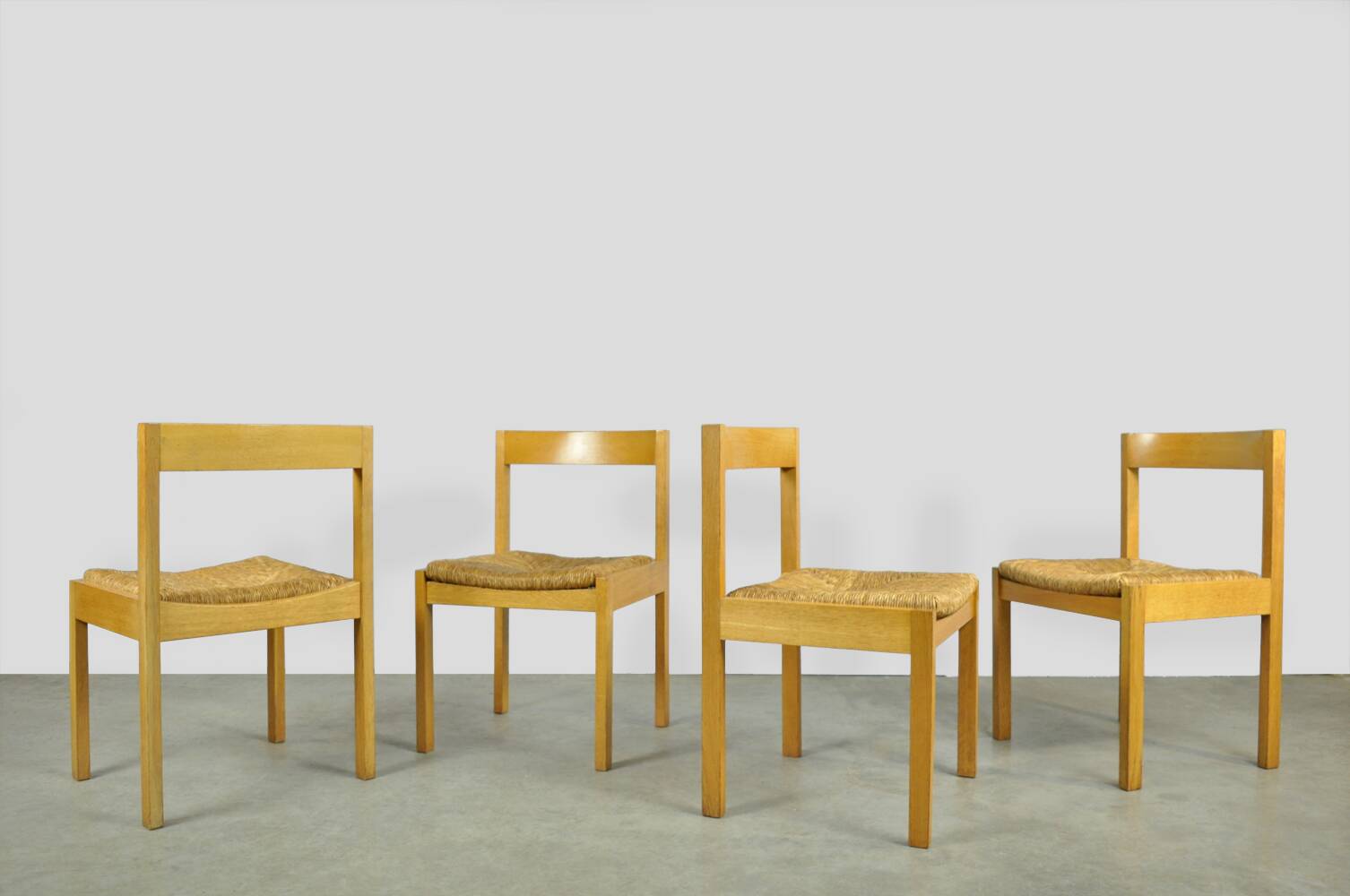 Vintage dutch design oak dining chairs, 1960s