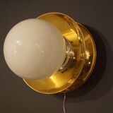 Brass and opaline wall lamp