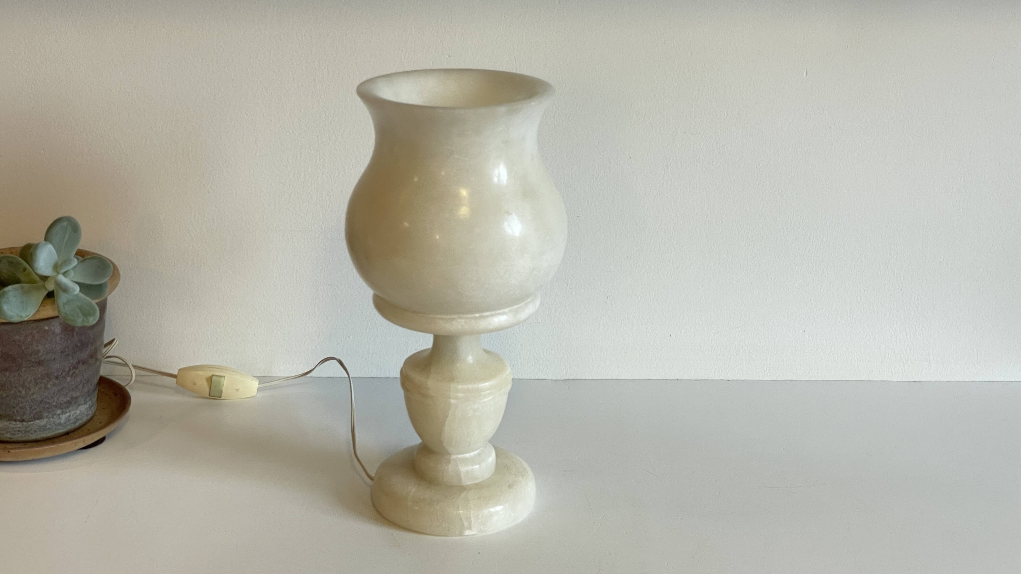 70s Tulip Lamp Alabaster Stone