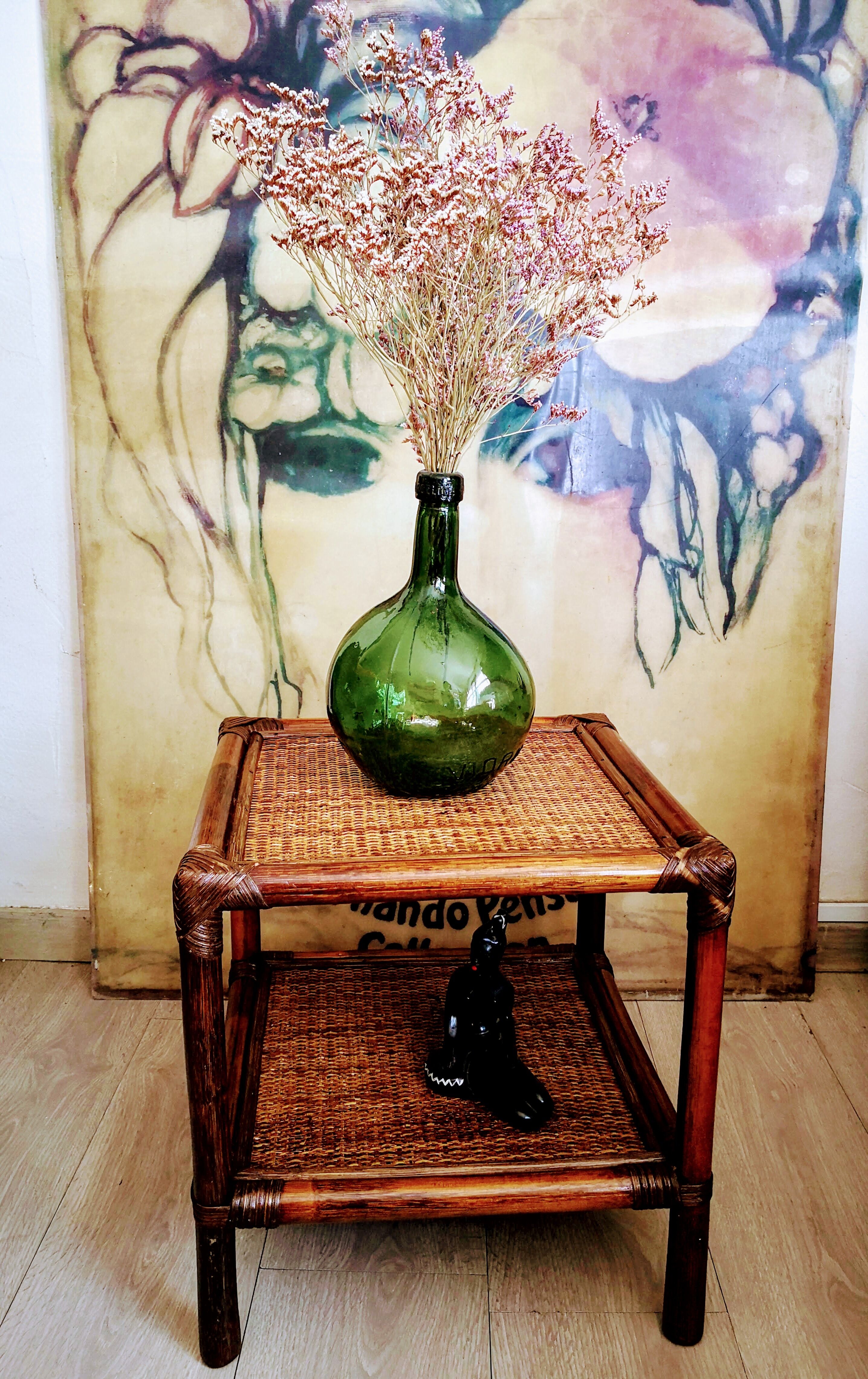 Rattan side table