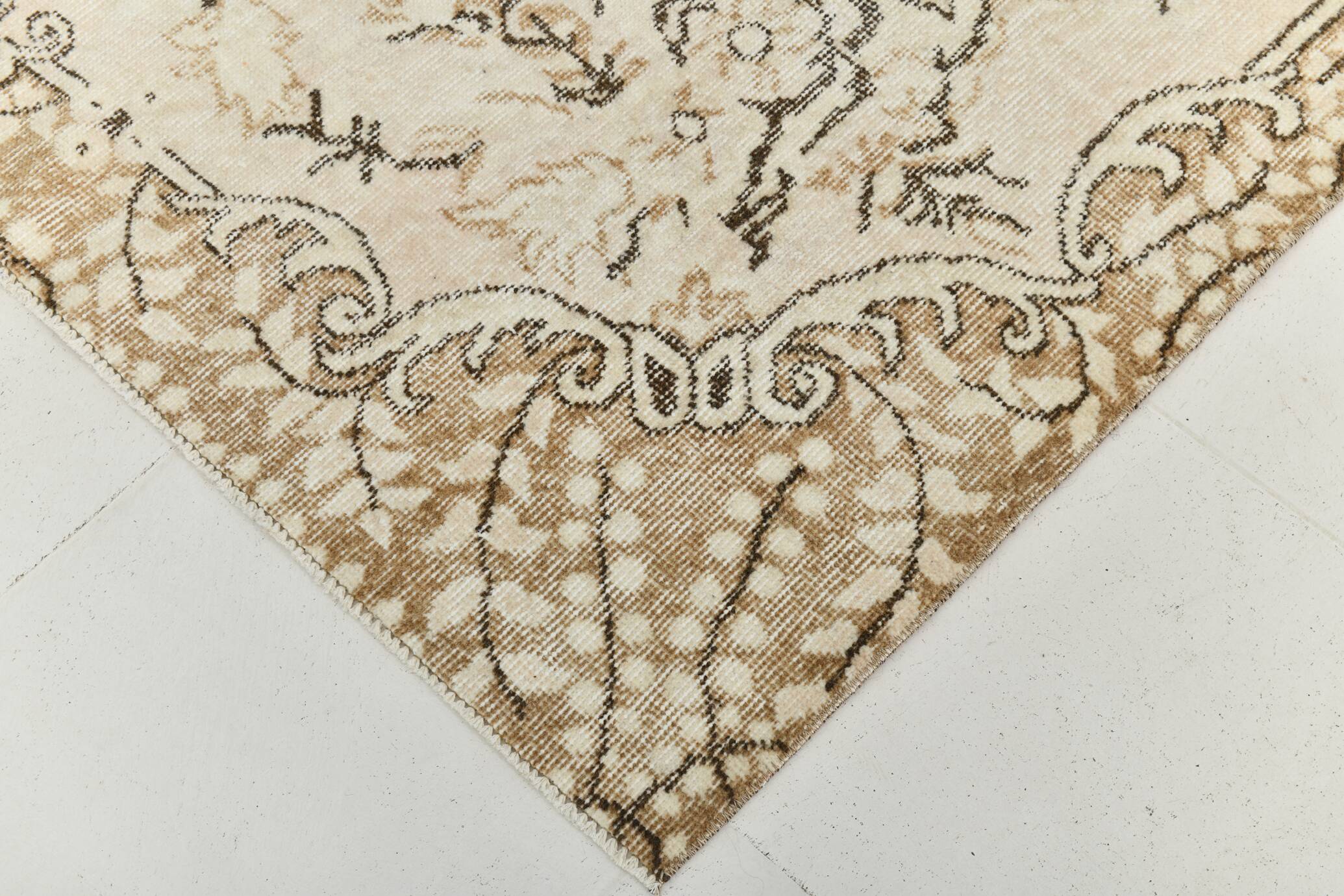 All-Over Floral Pattern Beige Brown Turkish Rug, 166x285Cm