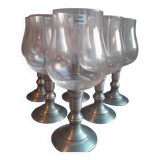 Set of 6 pewter glasses