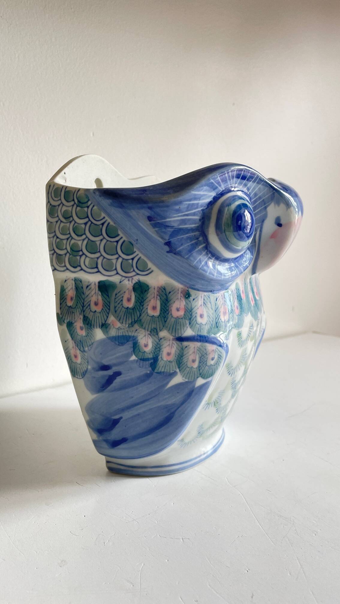Vintage Chinese Porcelain Owl Planter