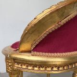 Fauteuil bois doré et velours rouge Louis XVI
