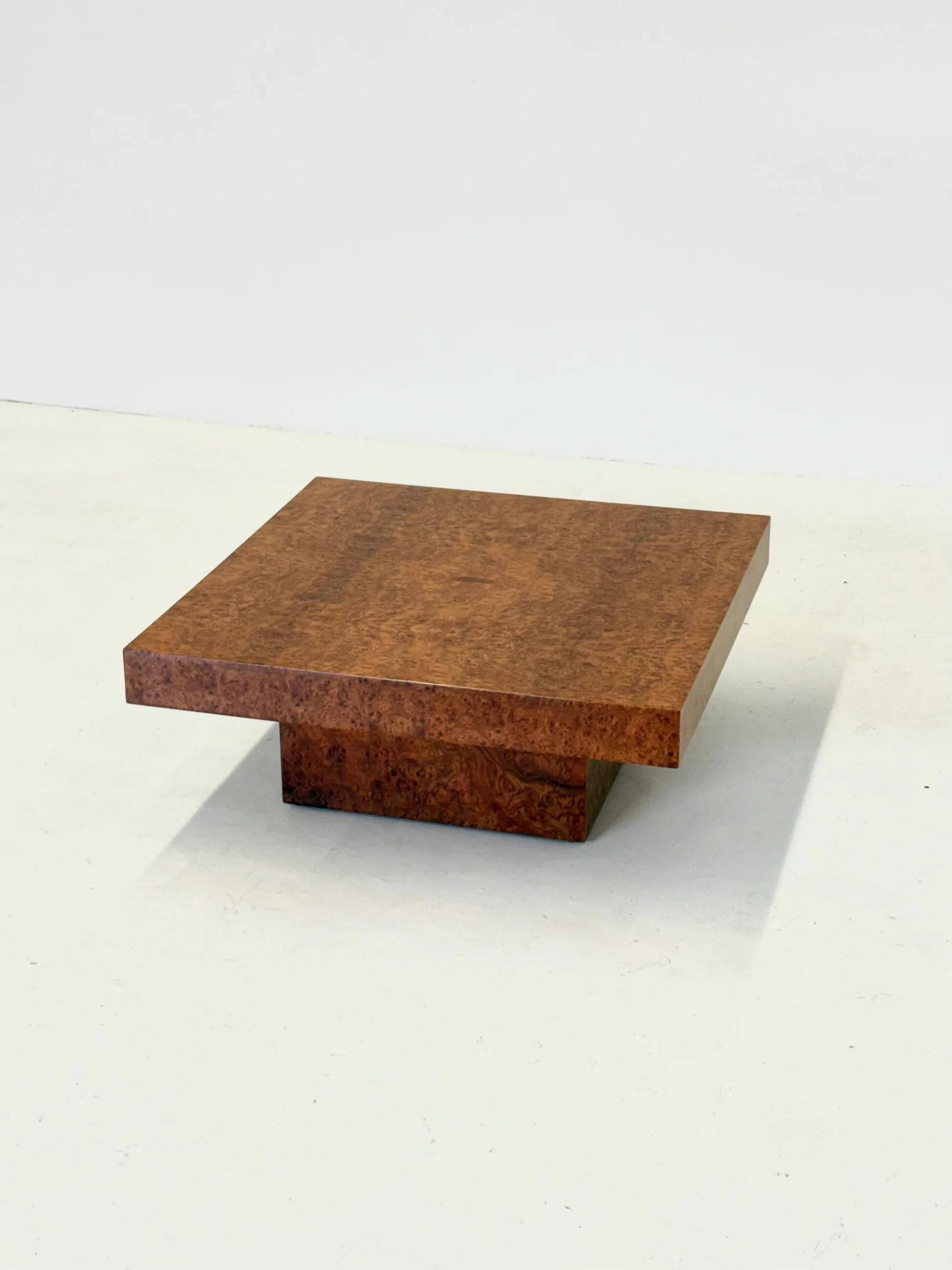 Square coffee table by Fratelli Turri with burl wood