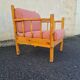 Armchair in pine and vichy fabric