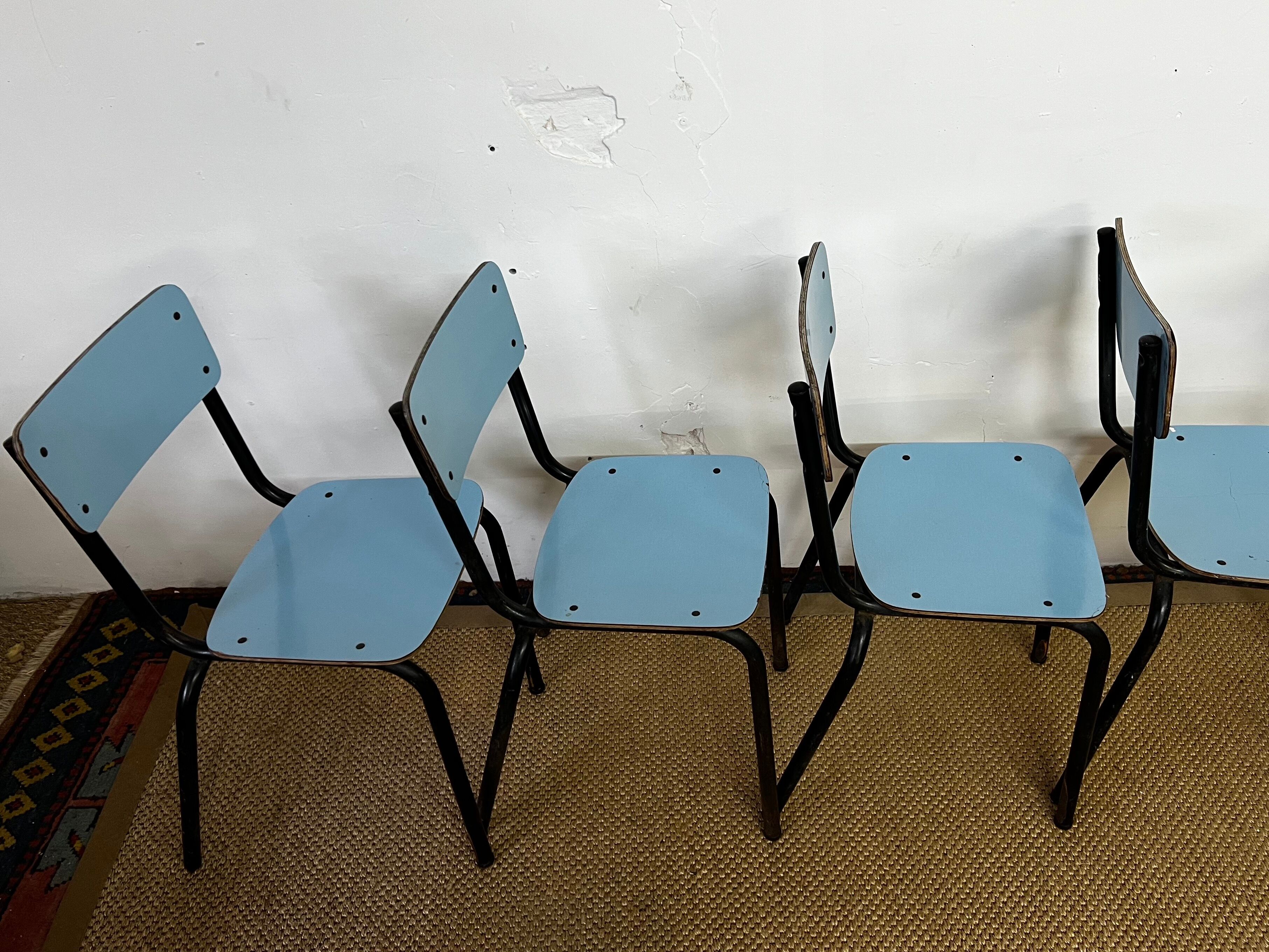 Blue formica table & chairs set