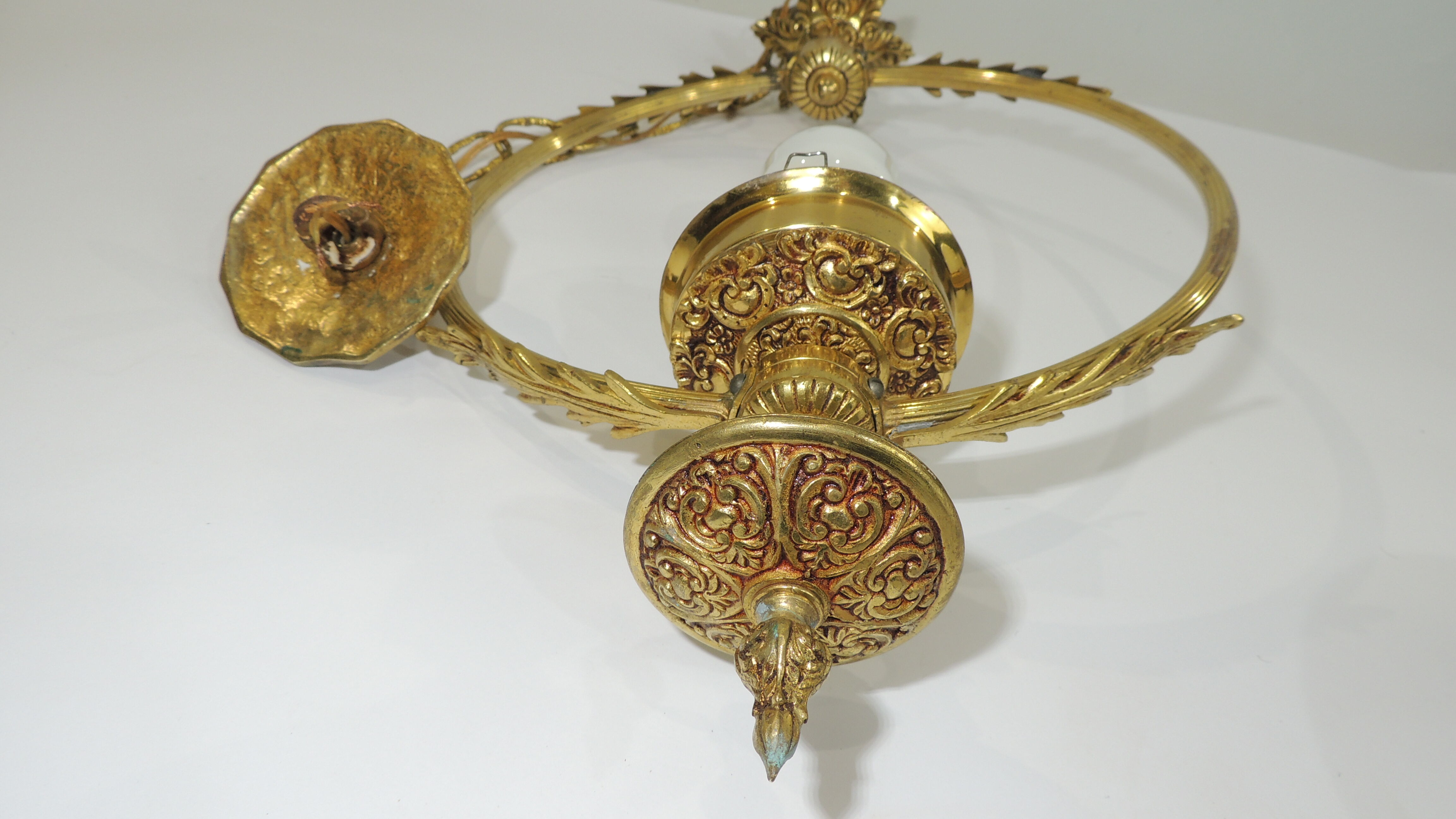 Suspension bronze brass and opaline / vintage
