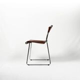 Set of 4 vintage Italian chrome & leather chairs 1970s