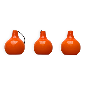 Mid-Century German Glass Pendant Lamp AH by Peill & Putzler, Set of 3