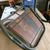 Set of 6 indu chairs in metal and exotic wood.