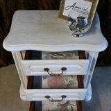 Bedside white patinated beige