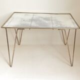 Coffee table gilded metal and white rigidule top 50