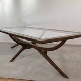 Exotic wood coffee table, Brazilian design from the 1960s (Scapinelli)