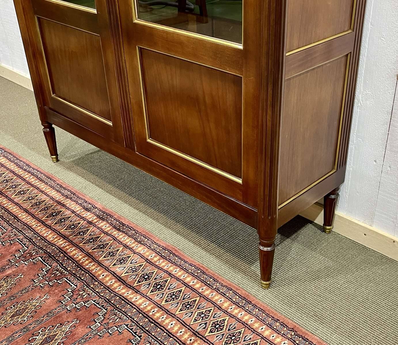 Louis XVI style bookcase in mahogany and marble top from the 70s