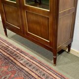 Louis XVI style bookcase in mahogany and marble top from the 70s